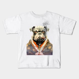 Cigar Smoking Bulldog: Nothing Bothers Me When I'm Smoking a Cigar on a light (knocked out) background Kids T-Shirt